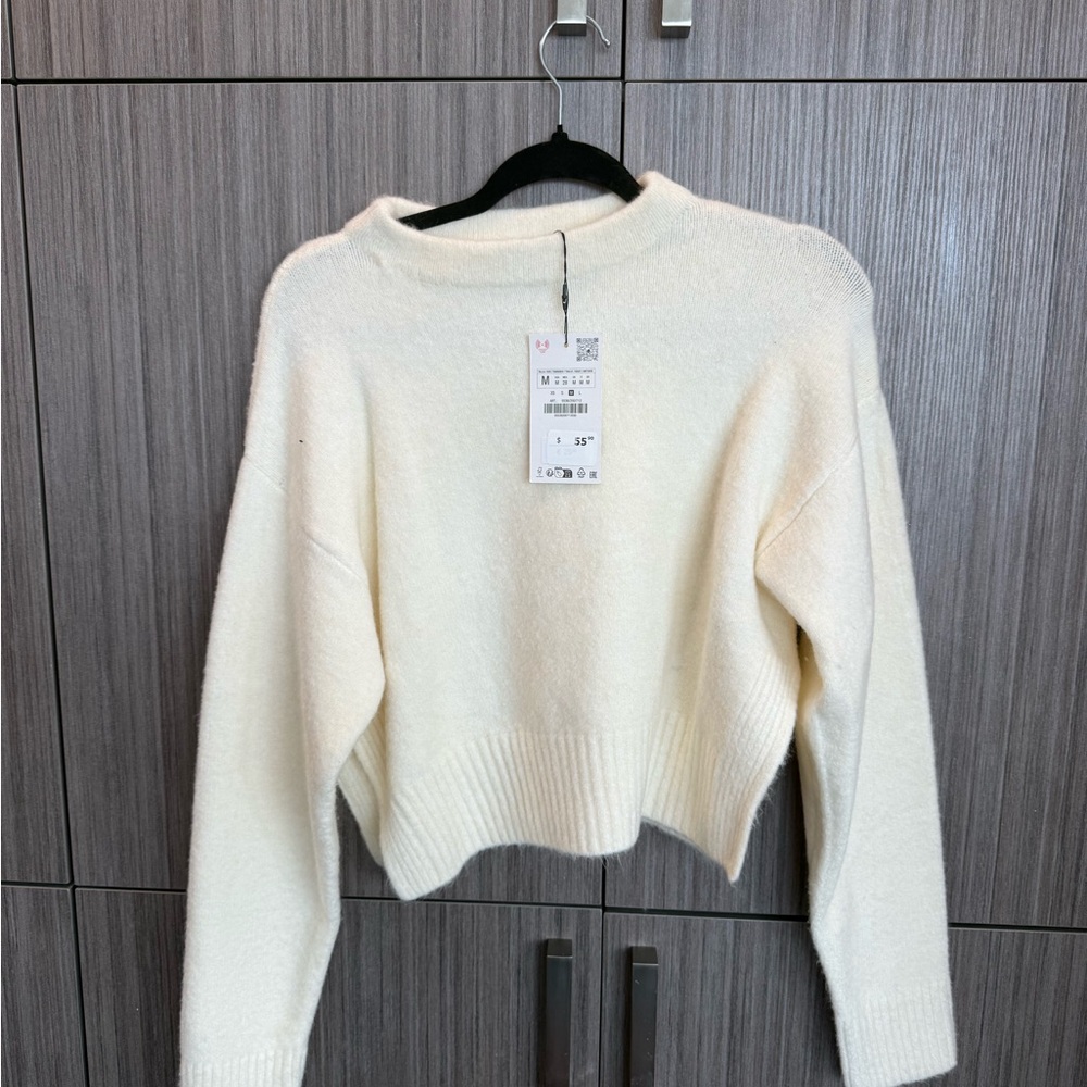 Zara Ivory Soft-Touch Crewneck Sweater